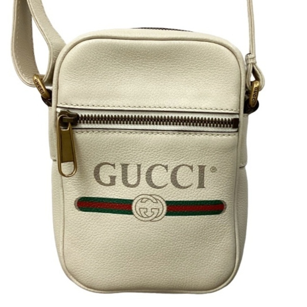 Gucci Logo Zip Messenger Bag logo signature web stripe White